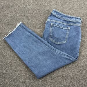 Torrid Women's Dark Wash VTG Stretch Raw Hem Boyfriend Crop Jeans Plus Size 20